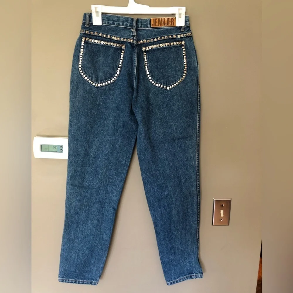 JEANJER Vintage Y2K 80’s Bedazzled Studded High Waist Mom Jeans 9/10 Fits Sz 4